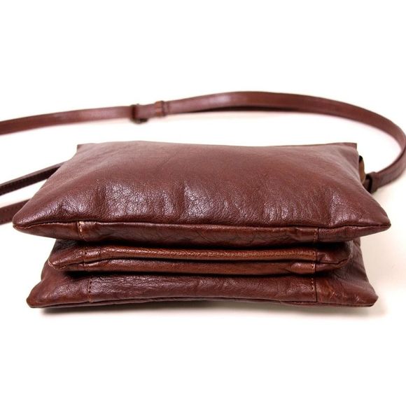 LUCKY BRAND BROWN GENUINE LEATHER ZIP SHOULDER BAG XBODY MESSENGER HANDBAG - Picture 6 of 12